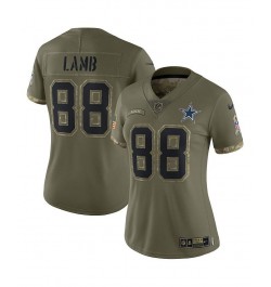 Women's CeeDee Lamb Olive CeeDee Lamb 2022 Salute To Service Limited Jersey Olive $72.52 Jersey