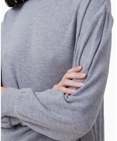 Women's Super Soft Long Sleeve Crew Neck Top Silver $28.99 Sweatshirts