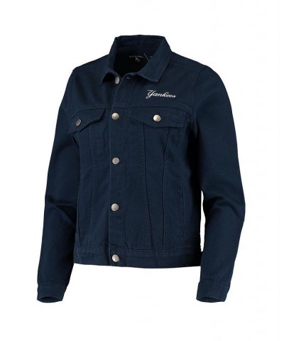 Women's Navy New York Yankees Flare Full-Button Jacket Navy $37.40 Jackets