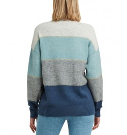 Women's Colorblocked Mock-Neck Long Sleeve Sweater Smokey Blue Combo $35.26 Sweaters