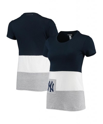 Women's Navy New York Yankees Fitted T-shirt Navy $32.99 Tops