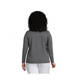 Women's Plus Size Relaxed Supima Cotton Long Sleeve Crewneck T-Shirt Gray $27.47 Tops