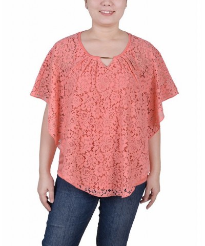 Petite Lace Poncho Top with Matching Tank Pink $13.80 Tops