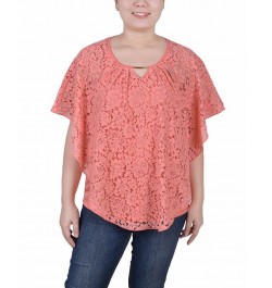 Petite Lace Poncho Top with Matching Tank Pink $13.80 Tops