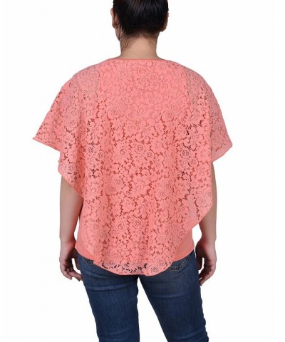 Petite Lace Poncho Top with Matching Tank Pink $13.80 Tops