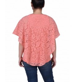 Petite Lace Poncho Top with Matching Tank Pink $13.80 Tops