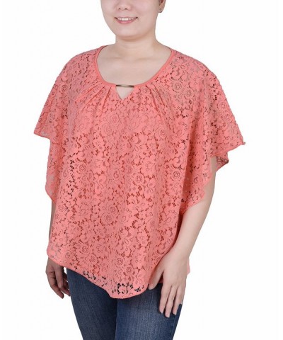 Petite Lace Poncho Top with Matching Tank Pink $13.80 Tops