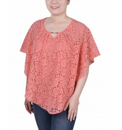 Petite Lace Poncho Top with Matching Tank Pink $13.80 Tops