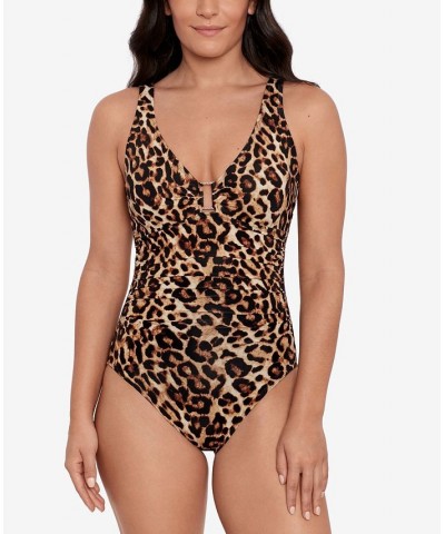 Women's Animal-Print One-Piece Swimsuit Leopard $64.35 Swimsuits