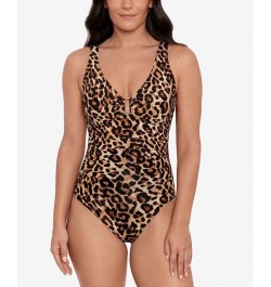 Women's Animal-Print One-Piece Swimsuit Leopard $64.35 Swimsuits