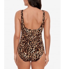 Women's Animal-Print One-Piece Swimsuit Leopard $64.35 Swimsuits