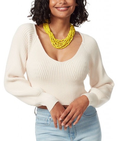 Women's Karisa Ribbed Scoop-Neck Sweater White $37.48 Sweaters