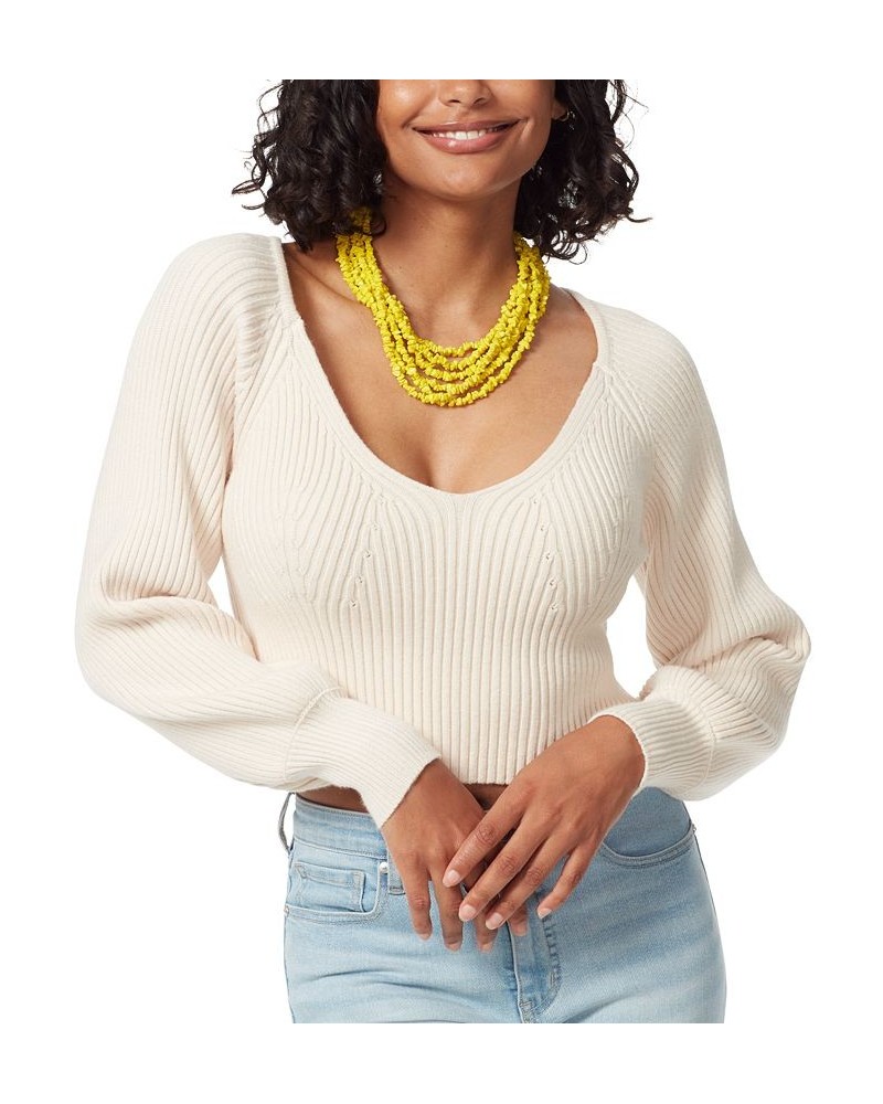 Women's Karisa Ribbed Scoop-Neck Sweater White $37.48 Sweaters