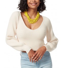 Women's Karisa Ribbed Scoop-Neck Sweater White $37.48 Sweaters