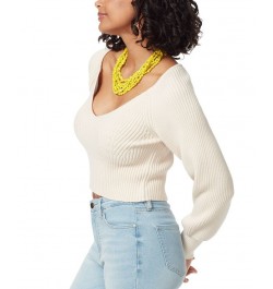 Women's Karisa Ribbed Scoop-Neck Sweater White $37.48 Sweaters