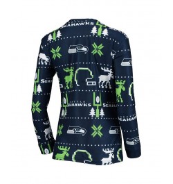 Women's College Navy Seattle Seahawks Ugly Pajamas Set Navy $32.20 Pajama