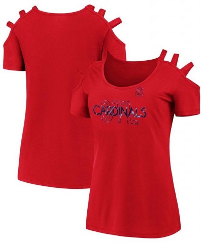 Women's Red St. Louis Cardinals Three Strap Open Shoulder T-shirt Red $19.35 Tops