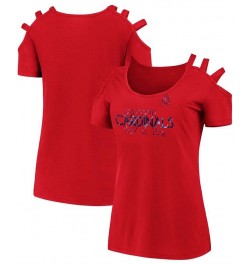 Women's Red St. Louis Cardinals Three Strap Open Shoulder T-shirt Red $19.35 Tops