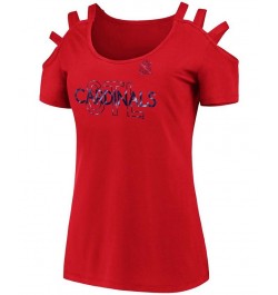 Women's Red St. Louis Cardinals Three Strap Open Shoulder T-shirt Red $19.35 Tops