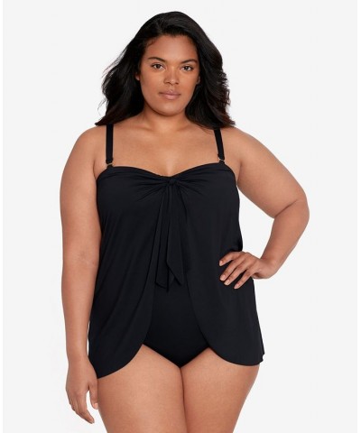Plus Size Bandeau Flyaway One-Piece Swimsuit Black $54.25 Swimsuits