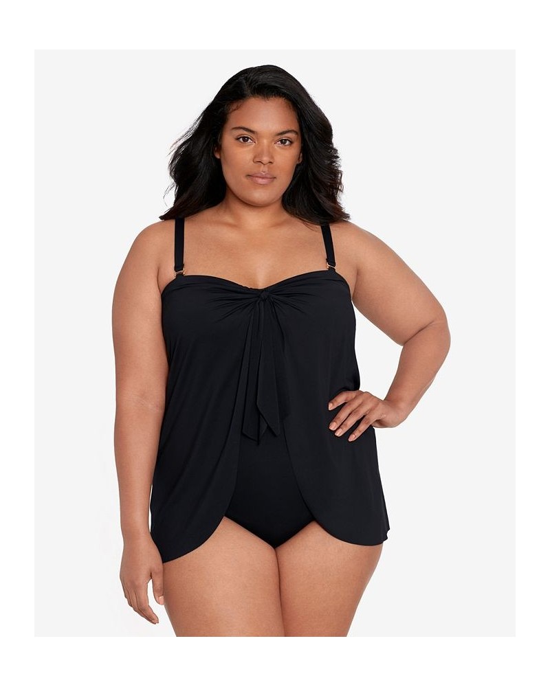 Plus Size Bandeau Flyaway One-Piece Swimsuit Black $54.25 Swimsuits