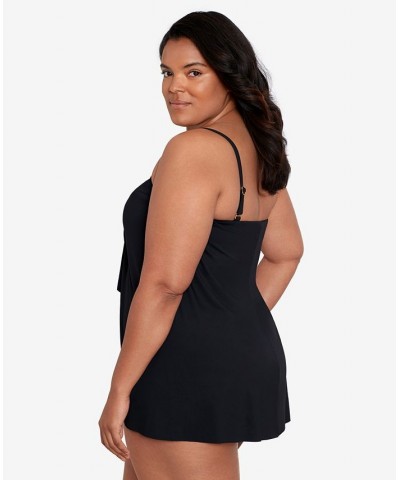 Plus Size Bandeau Flyaway One-Piece Swimsuit Black $54.25 Swimsuits