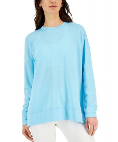 Women's Active Solid Crewneck Top Blue $12.20 Sweatshirts