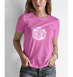 Women's Word Art Siamese Cat T-shirt Pink $18.89 Tops