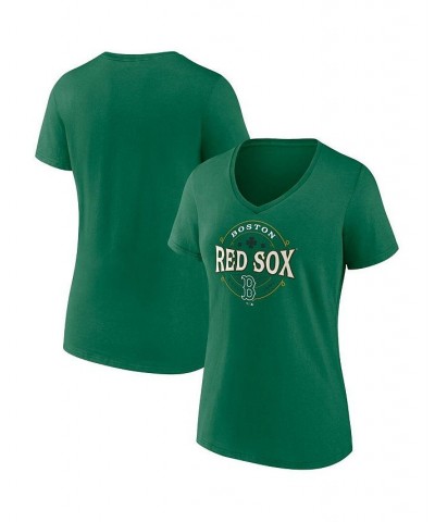 Women's Branded Kelly Green Boston Red Sox Celtic V-Neck T-shirt Kelly Green $17.20 Tops