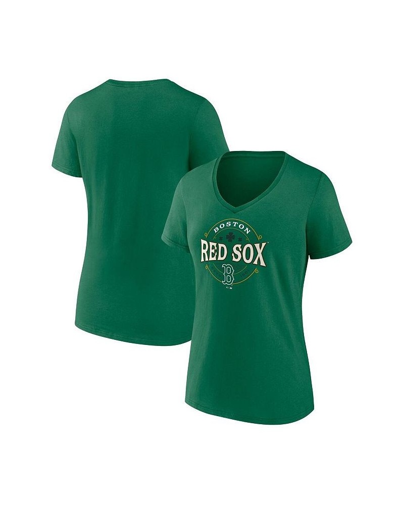 Women's Branded Kelly Green Boston Red Sox Celtic V-Neck T-shirt Kelly Green $17.20 Tops