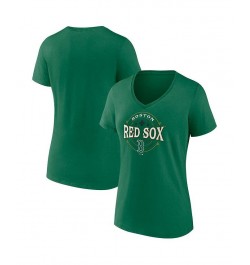 Women's Branded Kelly Green Boston Red Sox Celtic V-Neck T-shirt Kelly Green $17.20 Tops