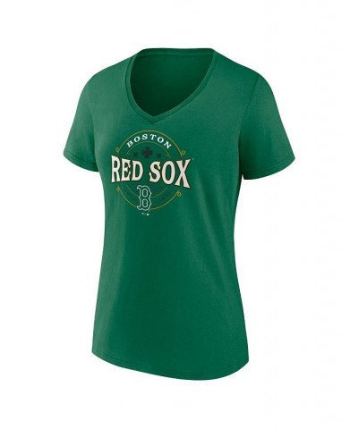 Women's Branded Kelly Green Boston Red Sox Celtic V-Neck T-shirt Kelly Green $17.20 Tops