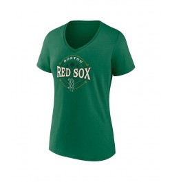 Women's Branded Kelly Green Boston Red Sox Celtic V-Neck T-shirt Kelly Green $17.20 Tops