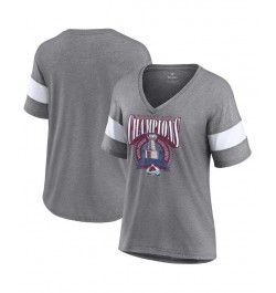 Women's Colorado Avalanche 2022 Stanley Cup Champions Banner V-Neck Triblend T-shirt Heathered Gray $22.87 Tops