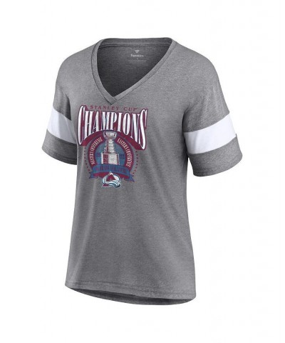 Women's Colorado Avalanche 2022 Stanley Cup Champions Banner V-Neck Triblend T-shirt Heathered Gray $22.87 Tops