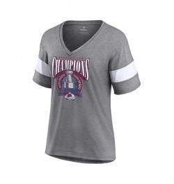 Women's Colorado Avalanche 2022 Stanley Cup Champions Banner V-Neck Triblend T-shirt Heathered Gray $22.87 Tops