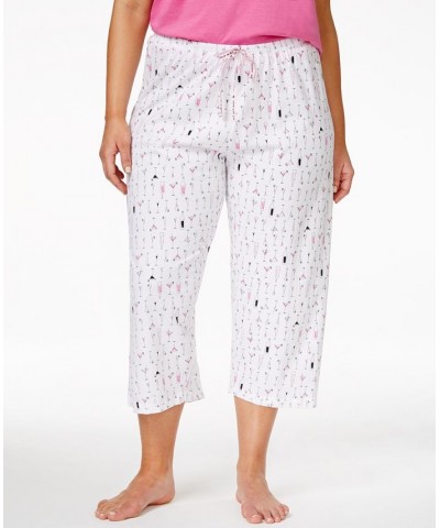 Womens Plus Size Sleepwell Printed Knit Capri Pajama Pant made with Temperature Regulating Technology White $17.34 Sleepwear