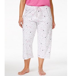 Womens Plus Size Sleepwell Printed Knit Capri Pajama Pant made with Temperature Regulating Technology White $17.34 Sleepwear