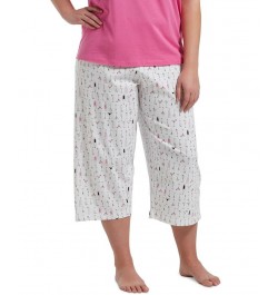 Womens Plus Size Sleepwell Printed Knit Capri Pajama Pant made with Temperature Regulating Technology White $17.34 Sleepwear