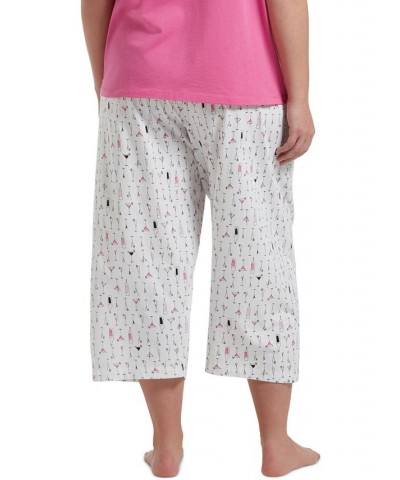 Womens Plus Size Sleepwell Printed Knit Capri Pajama Pant made with Temperature Regulating Technology White $17.34 Sleepwear