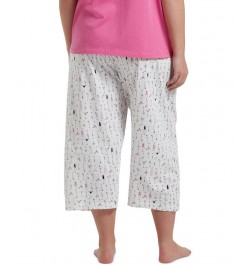 Womens Plus Size Sleepwell Printed Knit Capri Pajama Pant made with Temperature Regulating Technology White $17.34 Sleepwear