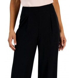 Women's Crepe De Chine High-Rise Wide-Leg Pants With Pleats Black $34.21 Pants