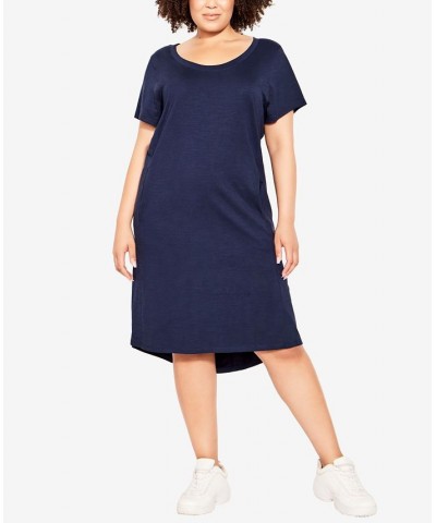 Plus Size Hello Sunshine Plain Dress Navy $29.01 Dresses