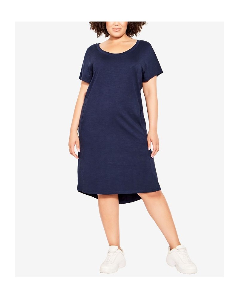 Plus Size Hello Sunshine Plain Dress Navy $29.01 Dresses