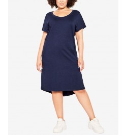 Plus Size Hello Sunshine Plain Dress Navy $29.01 Dresses