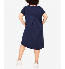 Plus Size Hello Sunshine Plain Dress Navy $29.01 Dresses