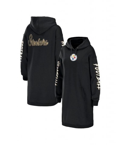 Women's Black Pittsburgh Steelers Hoodie Dress Black $43.70 Dresses