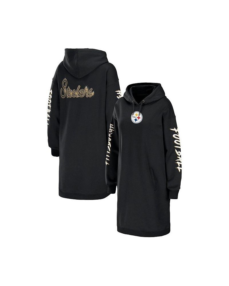 Women's Black Pittsburgh Steelers Hoodie Dress Black $43.70 Dresses