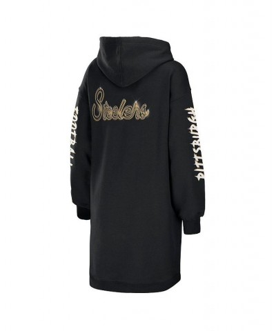 Women's Black Pittsburgh Steelers Hoodie Dress Black $43.70 Dresses