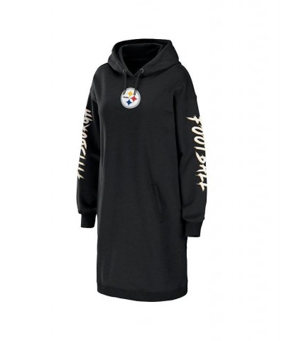 Women's Black Pittsburgh Steelers Hoodie Dress Black $43.70 Dresses